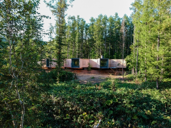 Эко-дом в лесу, демонстрирующий единение человека с природой Эко-дом в лесу, демонстрирующий единение человека с природой